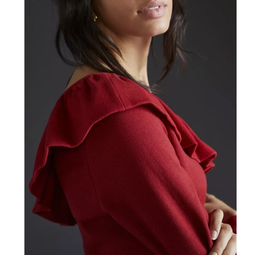 Anthropologie Ruffled One-Shoulder Top in Ivory. Size Small. NWOT - Picture 5 of 5